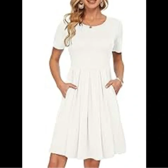 LuLaRoe | Dresses | Retro Style Dress Lularoe Amelia Swing Dress Pockets  True White | Poshmark